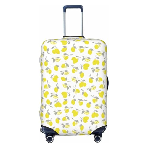 Yellow Lemon Leaves Print Luggage Cover For Suitcase,Washable Elastic Travel Suitcase Protector With Zipper Closure And Bottom Buckle – Fits 18-32
