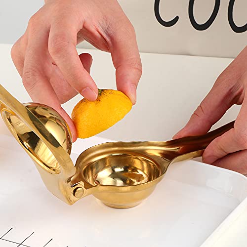 Buyer Star Quality Metal Lemon Squeezer, Citrus Juicer, Manual Lemon Press For Extracting The Most Juice Possible (Gold) #TOP1