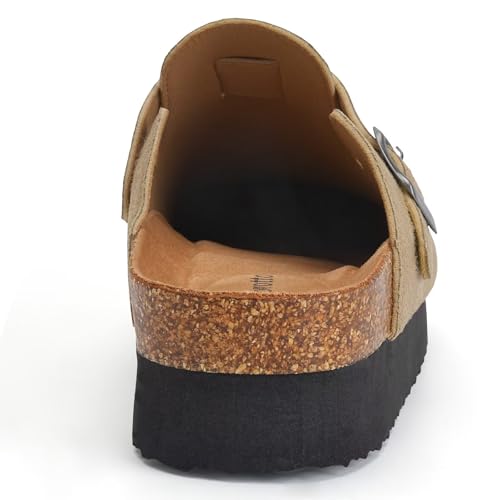 Image of Torotto Womens Clogs Cork Footbed Suede Slippers Arch Support Potato Shoes with Adjustable Buckle