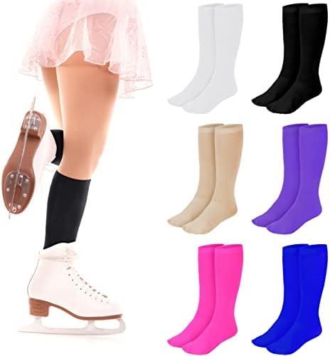 SATINIOR womens 6 Pairs Ice Skating Solid Color Light Opaque Knee Girl Socks, Multi Color, Medium