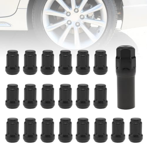 Image of M12x1.5 Lug Nuts, 20pcs Wheel Lug Nut Black, Spline Lug Nuts Fit for HR-V /Escape /Sierra /Civic /Accord /Element