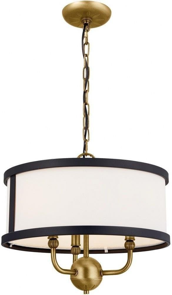 Kichler Heddle 15.5 Inch 3 Light Chandelier in Natural Brass and Textured Black