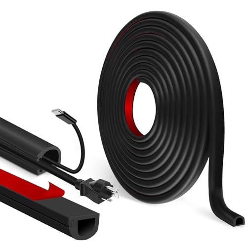 Canaleta Cables Pared Adhesivo Flexible Cubre Cables semicirculares canaletas para cableado (Negro, 7mm×14mm×1m)