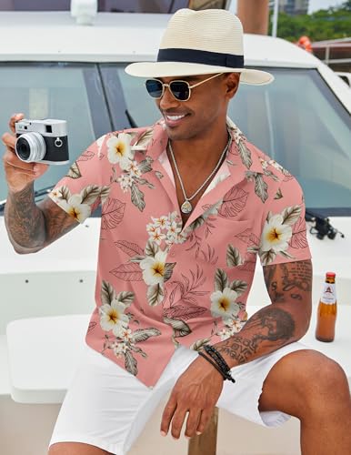 COOFANDY Mens Hawaiian Shirt Short Sleeve Button Down Shirt Tropical Summer Beach Shirt4