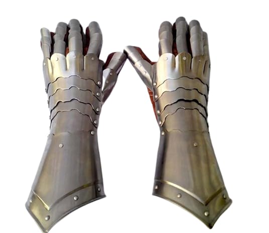 Guanti da cavaliere medievale, guanti da cosplay, armatura LARP, guanti Fantay, regalo per uomo/donna, Finitura cromata, Prossoefinito