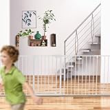 TULANO Guardian 6.0 White | kratka ochronna do kominka z drzwiami, kratka ochronna na drzwi, kojec, 317 cm, 5-częściowy zestaw elementów, Close N Stop, obustronnie wychylna, metalowa, biała