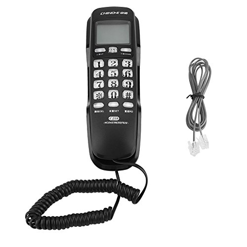 Teléfono de Línea Fijo con Cable Negro y Blanco miniatura 1