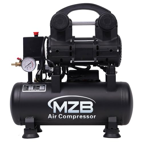 Image of MZB 2.4 Gallon Ultra Quiet Air Compressor 110V /60Hz 1.2HP 5.65CFM, MAX 115PSI Steel Tanks Oil-Free 70dB Noise Level Air Compressor for Spray Painting, Auto Repair, Carpentry Decoration