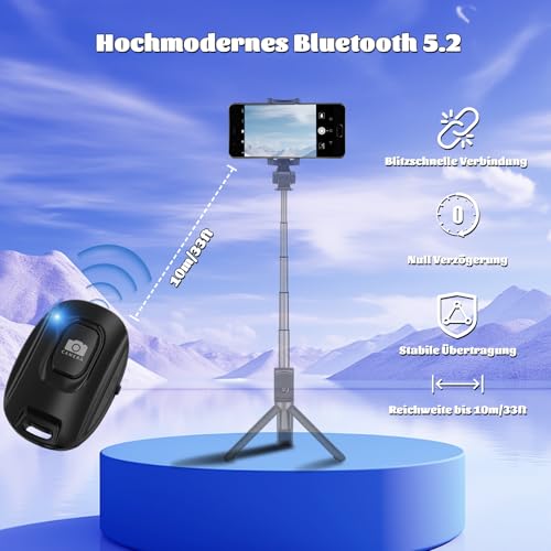 VYVIYON Bluetooth-Kameraauslöser für iOS & Android Smartphones – Wiederaufladbare Fernbedienung mit Selfie-Knopf für Fotos/Videos, inkl. Ladekabel & Handschlaufe-Black
