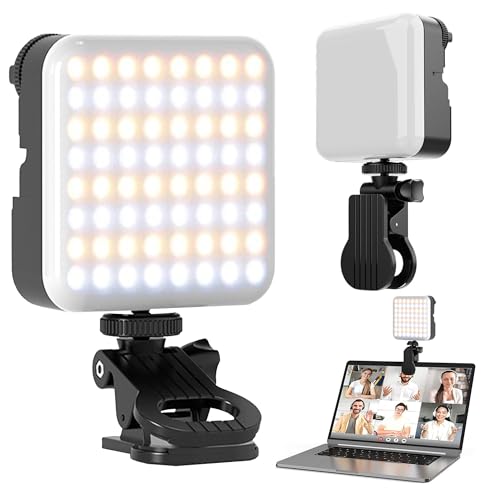 MZSX LED Portable Selfie Light, 3 Lighting Modes, Rechargeable, with Clip, Clip on Video Conference Lighting Fill Light, for Mobile Phones, Camera Laptop Photo Make-up