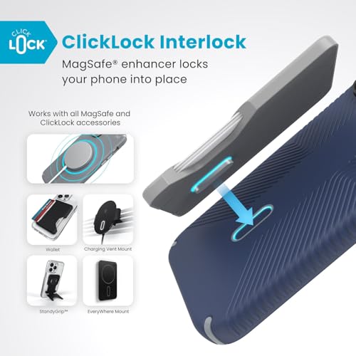 Image of Speck Presidio 2 Grip iPhone 16 Pro Max Case - MagSafe and ClickLock - Slim Coastal Blue /Dust Grey