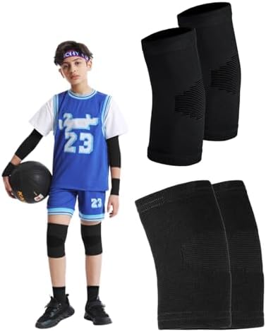 Ginocchiere Per Bambini - Per Sport, Traspiranti, Elastiche, Taglia Per 10-13 Anni, 35-50 Kg, Nero