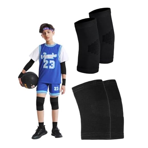 JEXOWIQ Ginocchiere - 2 paio di ginocchiere per bambini, traspiranti, elastiche, morbide, per bambini, ragazze, ragazzi, adolescenti, basket, pallavolo, sport (Ginocchiere + gomitiere)