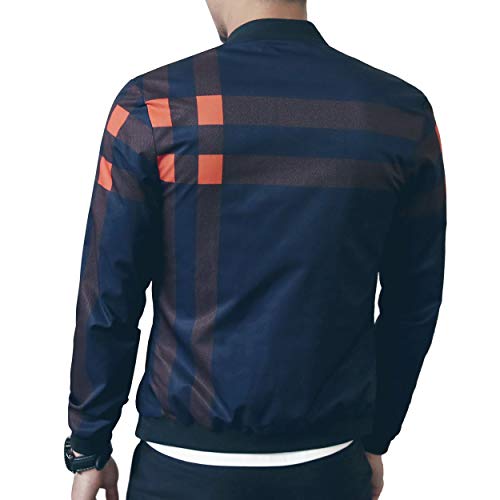 LOGEEYAR Men's Bomber Jacket Casual Lightweight Jacket Color Block Windbreaker Coat with Pocket2
