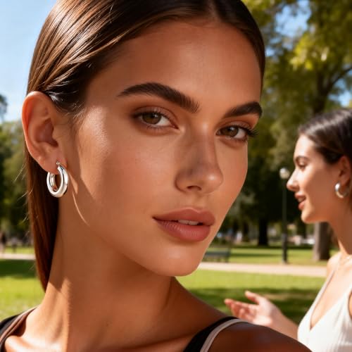 Image of Chunky Hoop Earrings for Women Small Huggie Hoops Earrings Fashion Jewelry