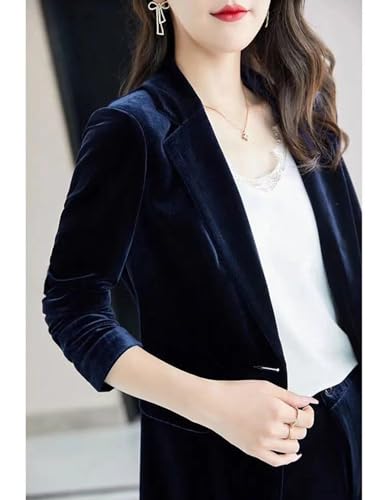 Women's Velvet Suit Single Breasted Jacket & Pants Notch Lapel Outfits for Casual Dinner2