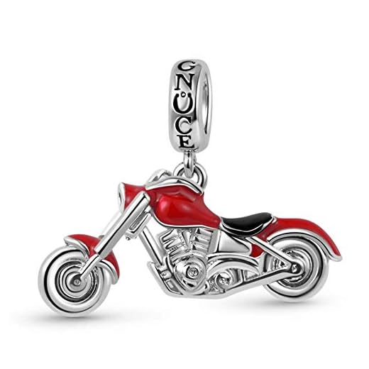 GNOCE Colgante De Motocicleta Colgante De Encantos Colgante De Cadenas De Motociclista Sólido De Plata Esterlina Se Adapta a Todas Las Pulseras y Collares Joyería De Moda Para Mujeres y Hombres