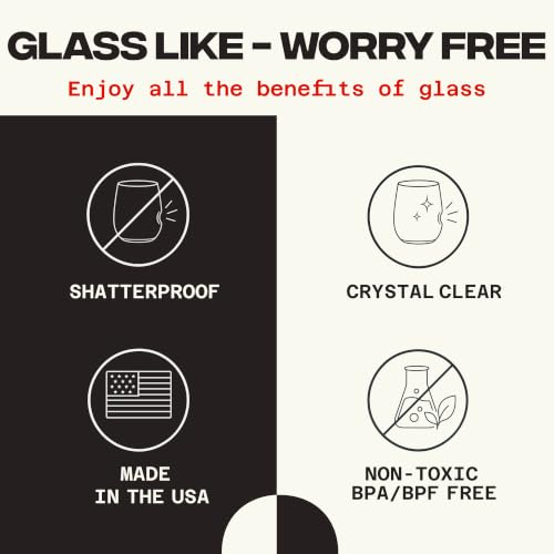 Image of govino Unbreakable Plastic Wine Glasses - Stemless Shatterproof Tritan Glassware, Fancy Cups That Look Like Glass, 16oz, Set of 4