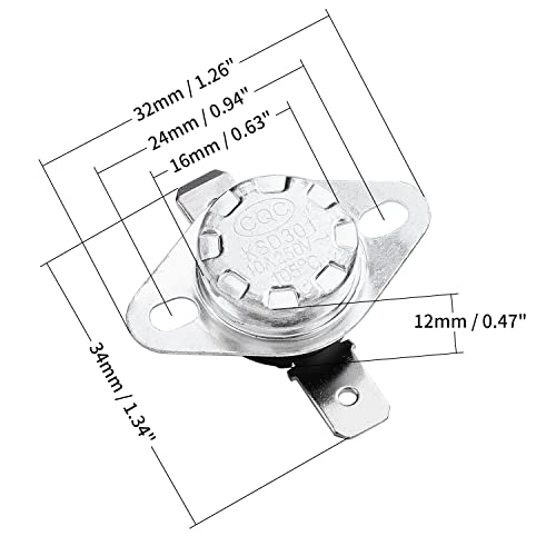 Fielect KSD301 Thermostat Temperature Control Switch,Adjust Snap Disc Temperature Switch 120°C Normally Closed 2 Pcs - Thumbnail 2