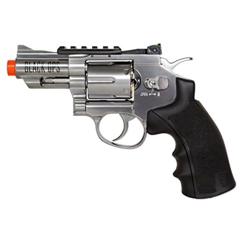 Black Ops Exterminator 2.5 Inch BB Gun Airsoft Revolver, Air Gun, Guns for Adults, CO2 Pistol, 177 Caliber Pellets & BB Pistols, Full Metal, 12g Cartridges, 525 FPS, Nickle Finish Cover
