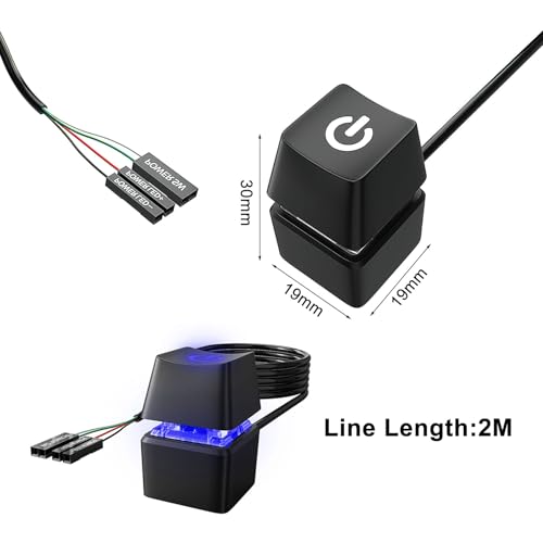 HENGBIRD PC Power Button, Przełącznik zasilania do komputerów stacjonarnych, komputerów desktop, Zewnętrzny przycisk startu zdalnego uruchomienia płyty głównej PC, Przełącznik włączania/wyłączania