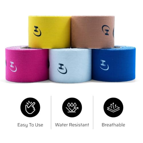Image of HANSO Classic Plus Kinesiology Tape Premium Cotton Blend | Tape for Physiotherapy, Sports Injuries, Pain Relief, Muscle Support (Blue)