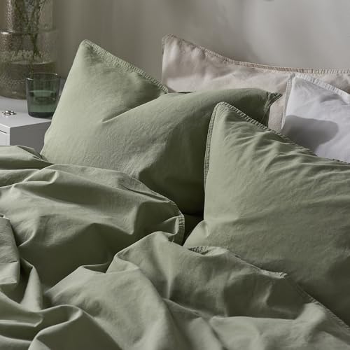 Housse de couette ÄNGSLILJA finis les draps rêches parure gris-vert 150x200 - 4