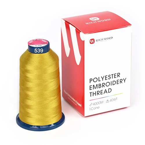 Image of Poolin Polyester Machine Embroidery Thread 4000M 40WT Mustard Yellow 0539 | Smooth Feeding with Stable Tension for Clean, Consistent Stitching on Home and Commercial Embroidery Machines