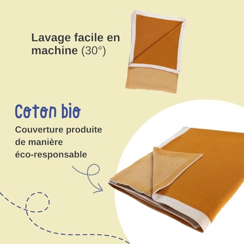 Couverture jacquard Noukie's ocre, un doux cocon pour votre bébé - 3
