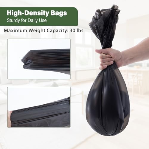 Jaoul 8 Gallon Trash Bags, 0.97 Mil Extra Strong 8 Gallon Trash Bags for 30 Liter Trash Can for Home Office Car Kitchen, Black,200 Counts