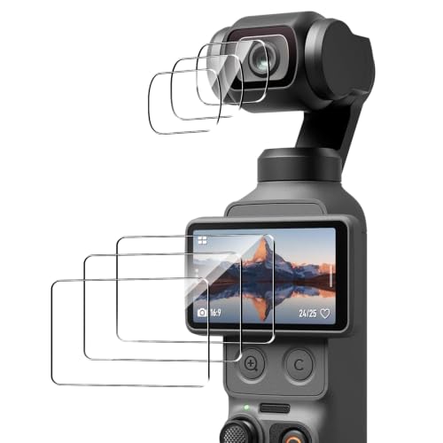 Anoowkoa 3�p�b�N DJI Osmo Pocket 4/3/Xtra Muse�X�N���[���v���e�N�^�[[�����Y+LCD�X�N���[��]+ 3�p�b�N�J���������Y�v���e�N�^�[�B�d�x9H�����K���X�B�C�A�Ȃ��B���t���ȒP�B