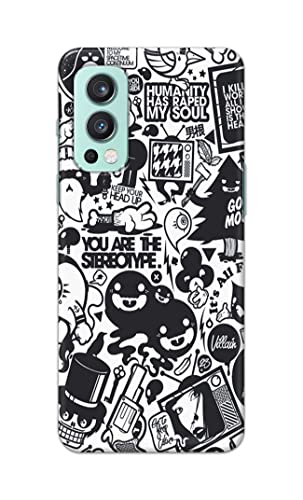 Image of Printed Hard Back Cover Case for OnePlus Nord 2 5G Back Cover (Mixed Cartoon) -702