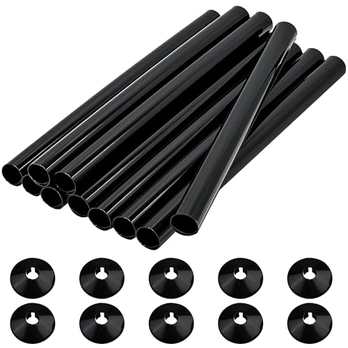 10 PCS Black Radiator Pipe Covers and Collars 200mm x 15mm Thickened Sleeves Plastic Snap On Caps