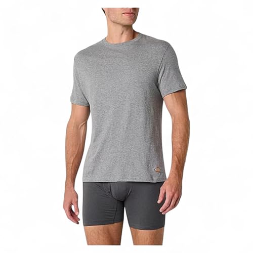 Dickies Men’s Crew Neck Short Sleeve Undershirt 4 Pack (US, Alpha, Medium, Regular, Regular, White/Heather Grey/Black)3
