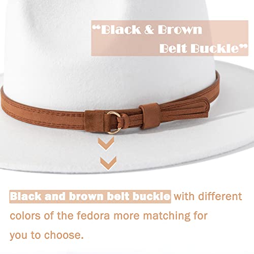Image of Lisianthus Men & Women Vintage Wide Brim Fedora Hat | Classic Belt Buckle Decor, Adjustable Drawstring, Inner Breathable Sweatband, Timeless Style, Ideal for Travel & Daily