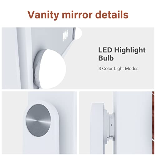 CASSILANDO Hollywood Vanity Mirror with Lights, Vanity Makeup Mirror with 9 LED Bulbs, 3 Color Lighting Modes, U-Shaped Bracket, Smart Touch Control