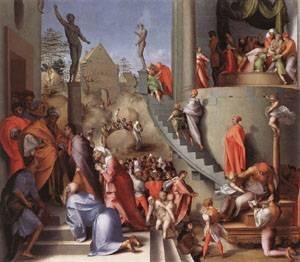 Peinture à l'huile Joseph in Egypt Jacopo Pontormo tableau de maître florentin 30x36 pouces