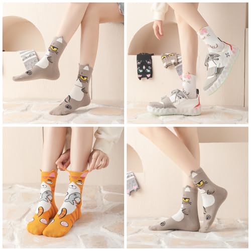 Funny Animal Socks for Women - Cute Dog and Cat Socks, Colorful Novelty Funny Socks for Animal Lover