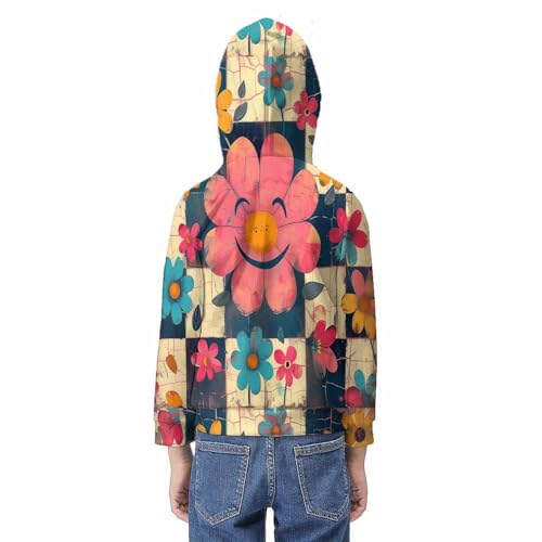 Sweat à capuche enfant fleurs idéal pour l'école et les sorties