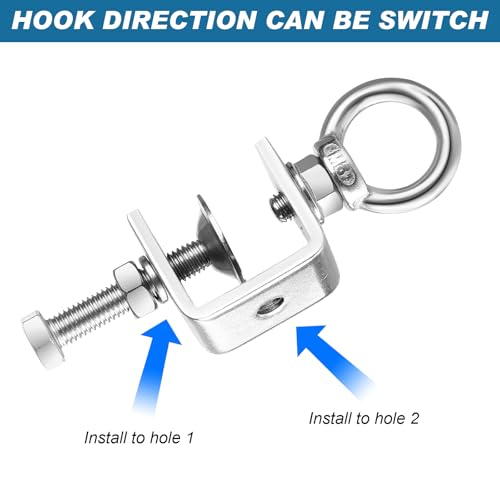 6PCS C-Clamps, Stainless Steel Beam Clamp with M8 Stainless Steel Screw Ring, I-Beam Design Cable Hangers Universal Desk Clamp Conduit Hanger for Metal Mounting Household by MBJZSL - Image 6