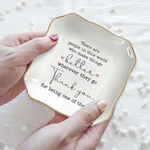OASSIE Thank You Gifts for Women - 4"x4" Ceramic Jewelry Dish Tray - Birthday Appreciation Inspirational Gifts for Women Coworker Teacher Friends Employee4