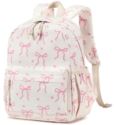 LOIDOU Toddler Backpack for Girls School Bookbags for Preschool Kindergarten Cute Backpacks (Mini Bow tie Beige S-12)