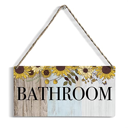 Rustic Sunflower Wood Sign Bathroom Decor Home Farmhouse Wall Hanging Decor Wooden Wall Art Décor Decorative Plaque Sign For House Family Living Room Bedroom Bathroom Laundry Room Toilet Washroom #TOP2