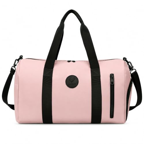 Image of Storite Travel Duffel Bag for Women & Men, Water-Resistant Nylon Weekender Bag with Adjustable Shoulder Strap, Lightweight Overnight Luggage Bag for Travel, Sports & Daily Use (Pink Front Zip)