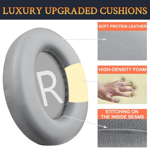 Image of SOULWIT Protein Leather Replacement Earpads for Bose 700 (NC700) Wireless Headphones, Ear Pads Cushions with Softer Protein Leather, High-Density Noise Cancelling Foam, Added Thickness - Silver
