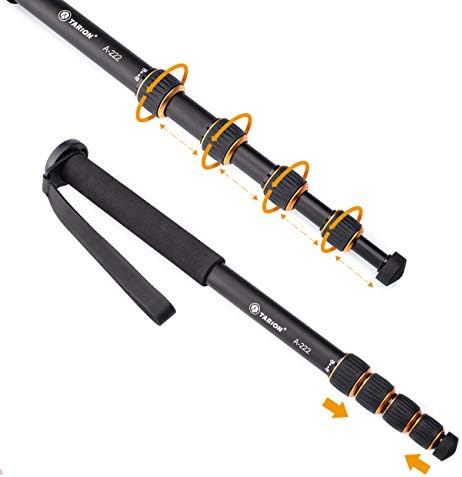TARION Professional DSLR Camera Video Monopod Unipod Aluminum Alloy 165cm/65inch with 3-Legs Tripod Stand Base 3/8" Adapter for Canon Nikon Sony Pentax Cameras with Carry Case