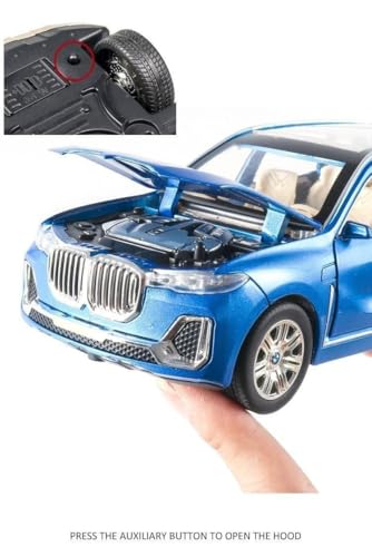 Image of 1:24 B-M-W X7 Diecast Metal Pull Back Car with 6 Openable Doors with Sound and Light Toy Decoration car Best Gift Toys for Kids (1:24 B-M-W X7 - Blue)