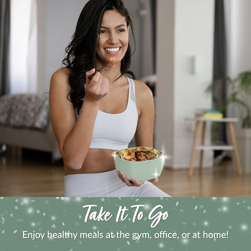 Image of Bentgo Prep - 1-Compartment Bowls with Custom Fit Lids - Reusable, Microwaveable, Durable, PFAS & BPA-Free, Freezer and Dishwasher Safe Meal Prep Food Storage - 10 Bowls & 10 Lids (Sage Leaf Glitter)
