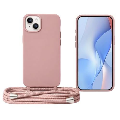 leruiyezs Coque pour iPhone 13 / iPhone 14 avec Cordon Silicone Souple Antichoc Tour de Cou Réglable Lanière en Corde TPU Protection Quotidienne Coque avec...