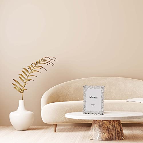 5X7 Inch Metal Picture Frames, Gift Photo Frame With High Definition Glass, Plated With Delicate Diamond Flowers Profile Display Photos For Wall Or Tabletop, Vertical Or Horizontal, Chrome, 2-Pack #TOP5